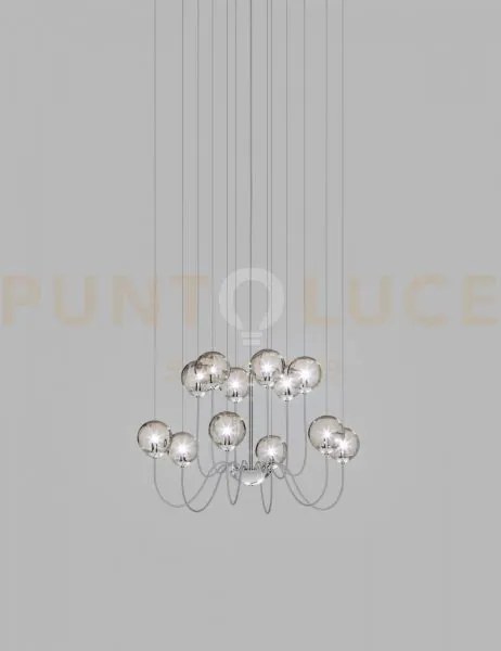 Puppet sospensione 12p fume' trasparente cromo lucido 12 luci attac...