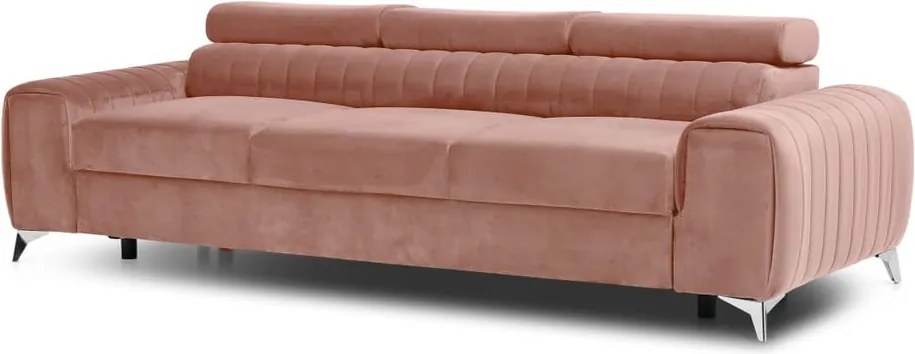Divano rosa allungabile e rivestimento in velluto 261 cm Laurence – ELTAP