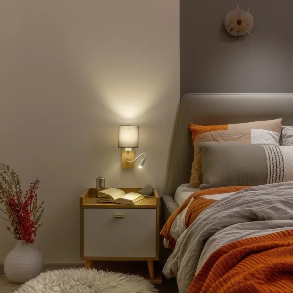 Brilagi - Applique a LED NUBILA WOOD 1xE27/25W/230V + LED/3W quercia/antracite