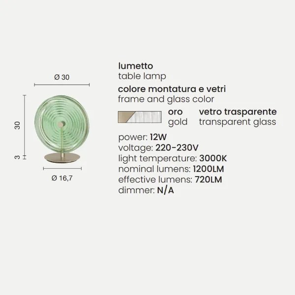 Lumetto LED da tavolo JOKEY in vetro decorato Trasparente 30x33 cm