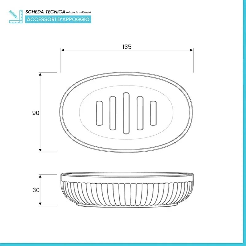 Set accessori bagno 3 pz con dispenser portaspazzolino e portasapone tortora cannettato Arizona