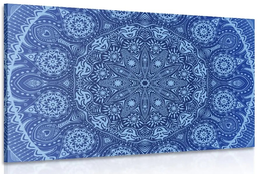 Quadro su tela – Mandala ornamentale con pizzo in blu
