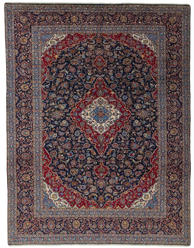 Kashan Tappeto persiano 360 x 270 Blu (Iran) Annodato A Mano