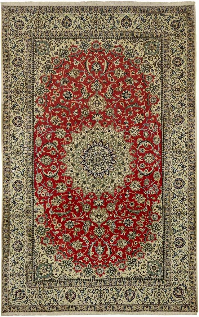 Nain Tappeto 320x200 Rosso (Iran) Annodato A Mano