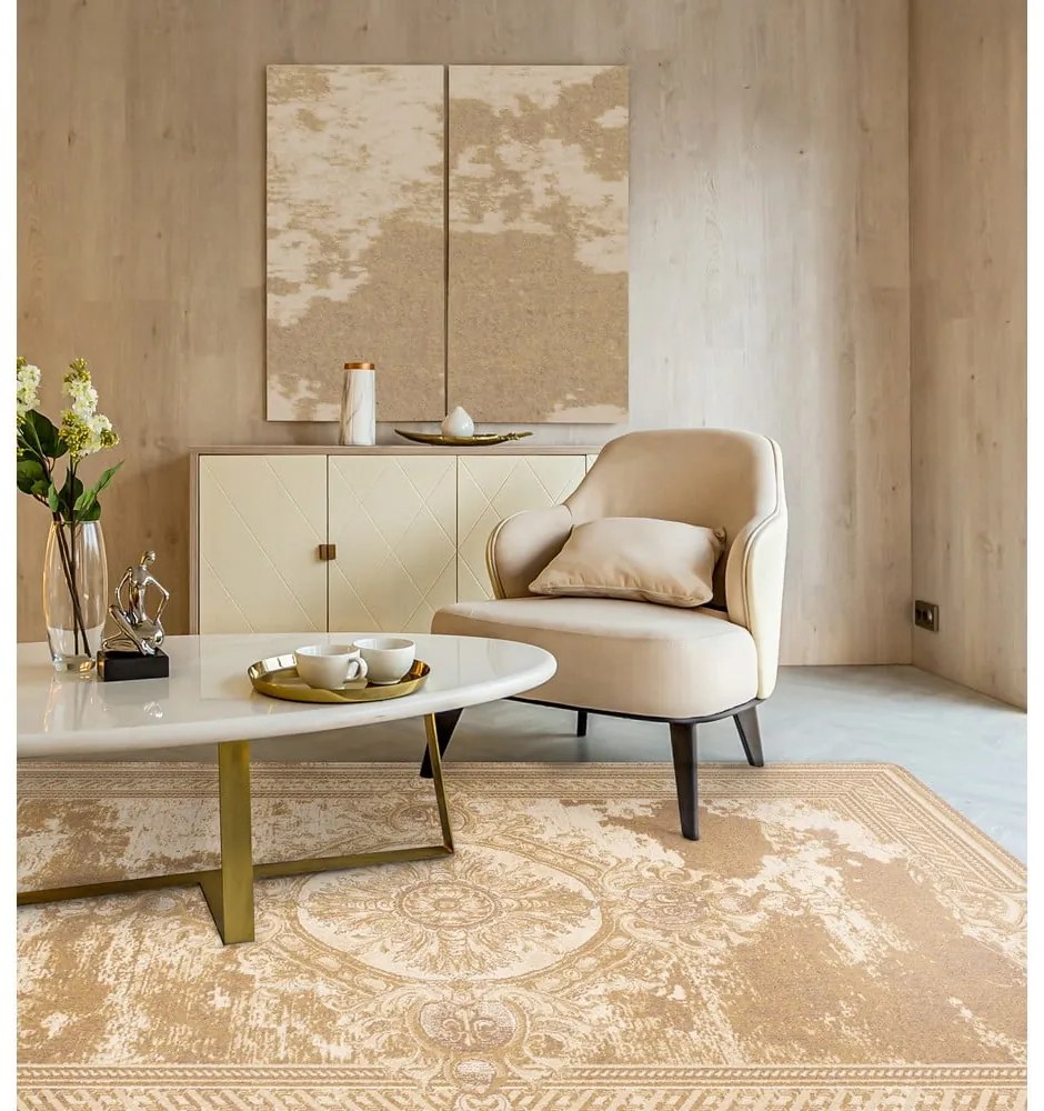 Tappeto in lana beige 133x180 cm Emily - Agnella