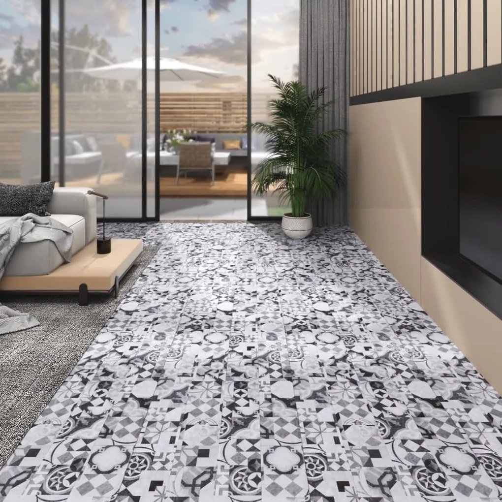 Listoni Pavimento İn Pvc 5,02 M² 2 Mm Autodesivi Motivo Grigio /