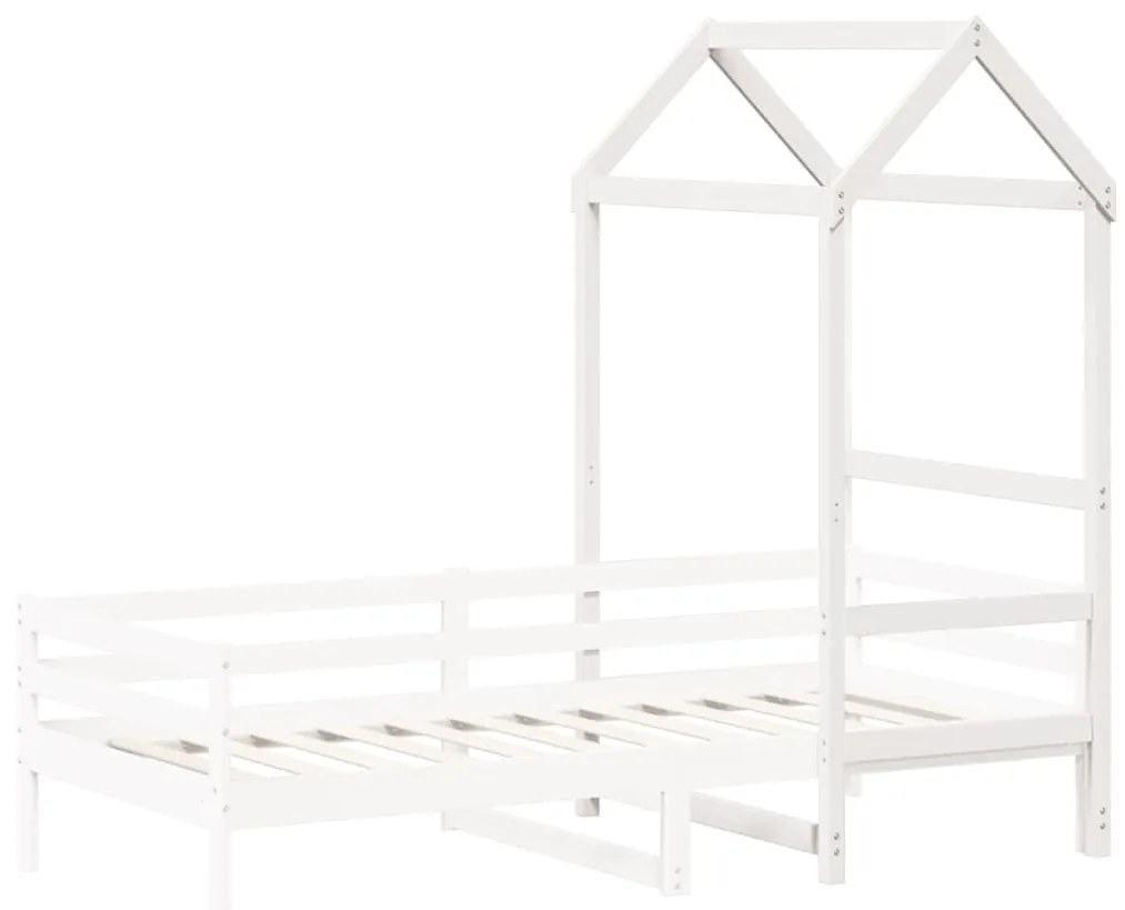Tetto letto bambini bianco 108x70x176,5 cm legno massello pino