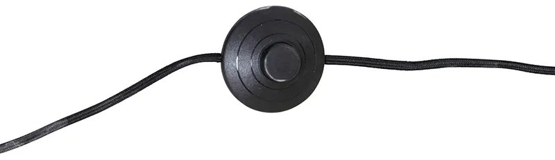 Lampada da terra moderna nera con paralume in velluto grigio - Rich