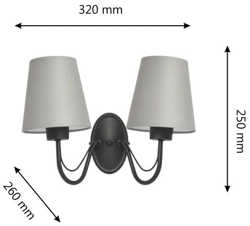 Lampada da parete MALBO 2xE27/15W/230V grigia/nera