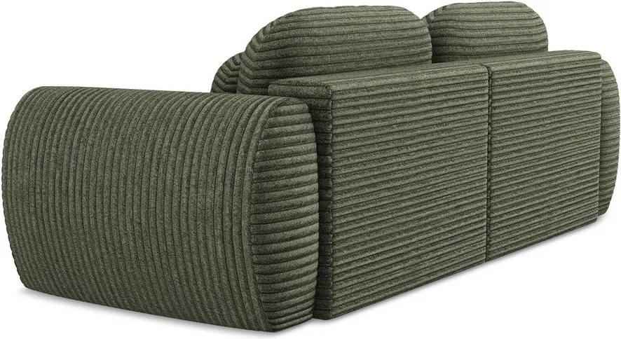 Divano verde allungabile/con contenitore con rivestimento in velluto a coste 266 cm Kini – Makamii