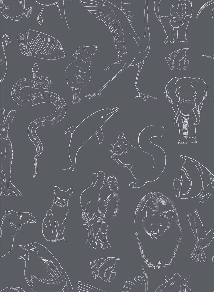 Coordonne Carta da parati Zoology - Chalk