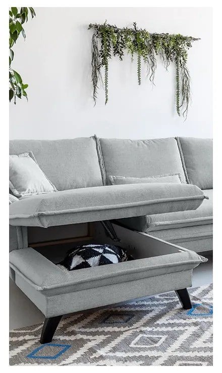 Divano letto angolare grigio chiaro, angolo sinistro Charming Charlie - Miuform
