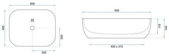 REA-U6300 - Lavabo da appoggio MONA SLIM 40x50,5 cm ceramica/bianco lucido