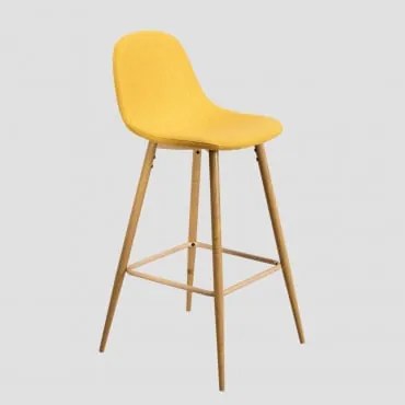 Confezione Da 2 Sgabelli Alti Glamm Giallo Curry & ↑75 Cm & Legno Naturale - Sklum