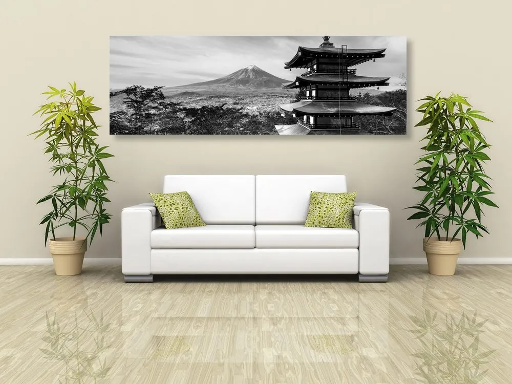 Stampa su tela – Monumento Pagoda Chureito in bianco e nero