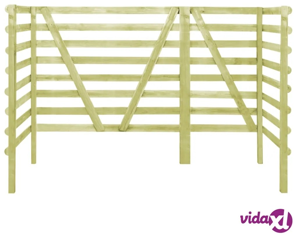 vidaXL Copribidone Triplo 210x80x150 cm in Pino Impregnato Verde