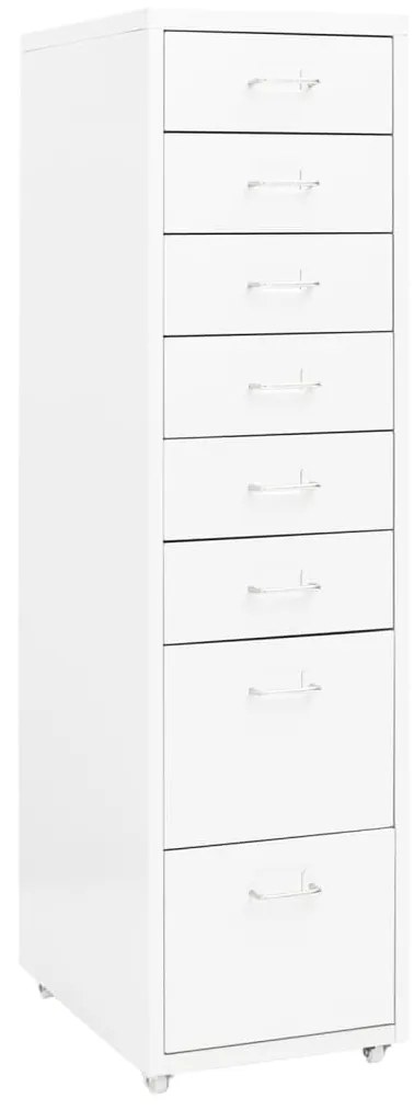 Schedario Mobile Bianco 28x41x109 Cm İn Metallo /
