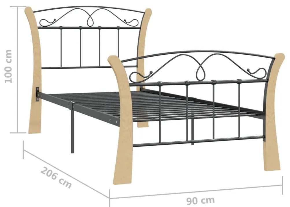 Giroletto Nero in Metallo 90x200 cm