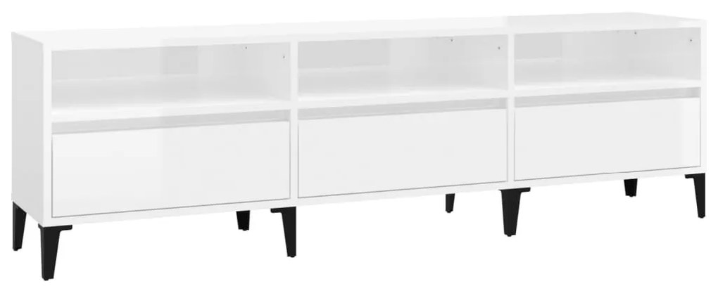 Mobile porta tv bianco lucido 150x30x44,5 cm legno multistrato