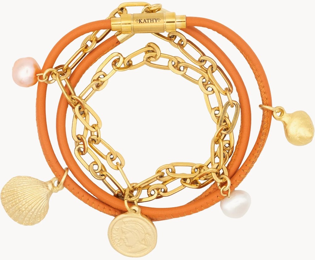 Bracciale placcato oro con perle Mix & Match