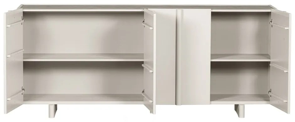 Cassettiera bassa modulare crema in legno di pino 200x85 cm Basu - WOOOD