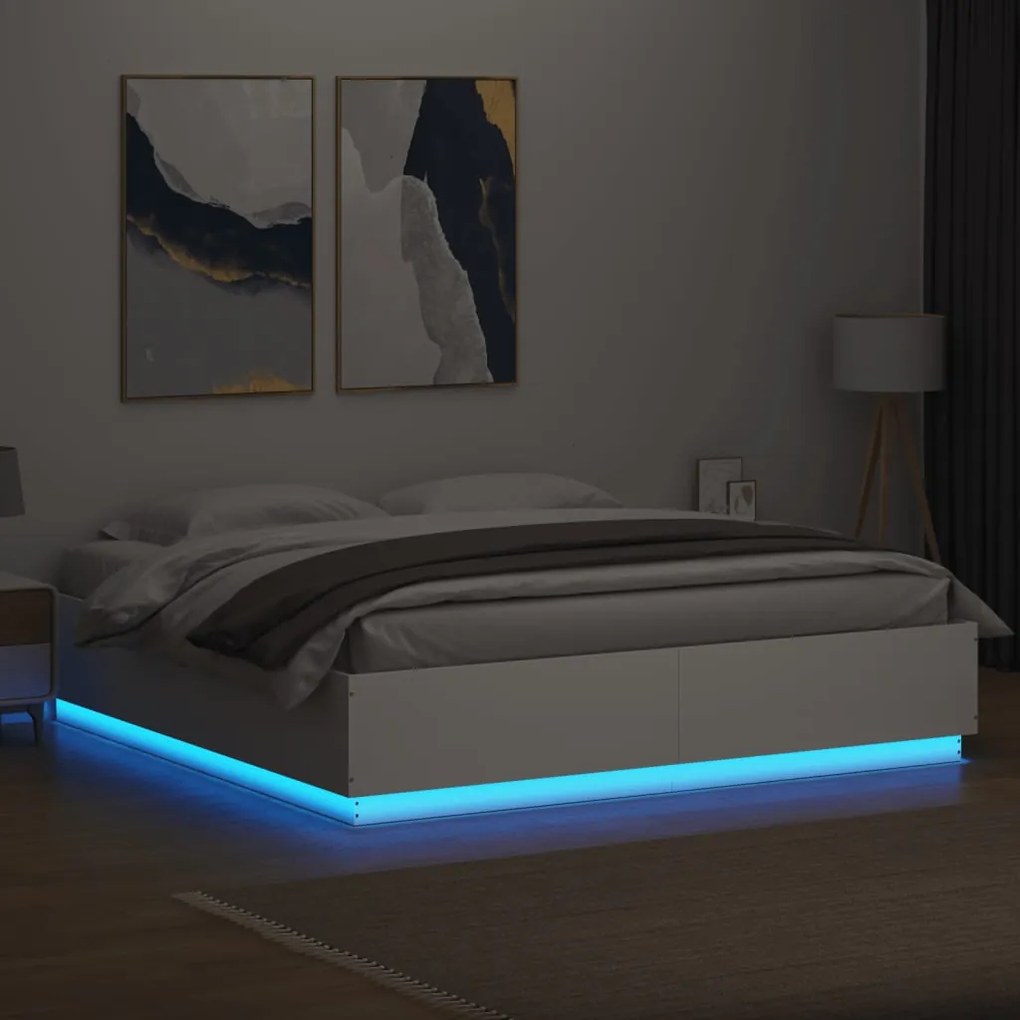 Giroletto con luci led bianco 200x200 cm in legno multistrato