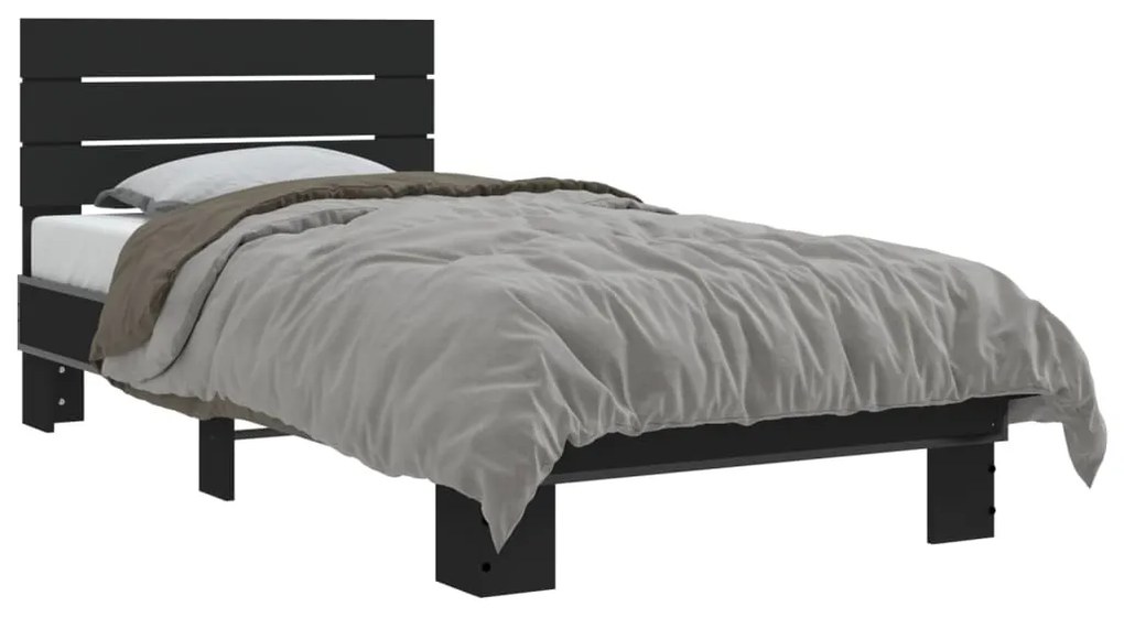Giroletto Nero 75x190 Cm İn Legno Multistrato E Metallo /