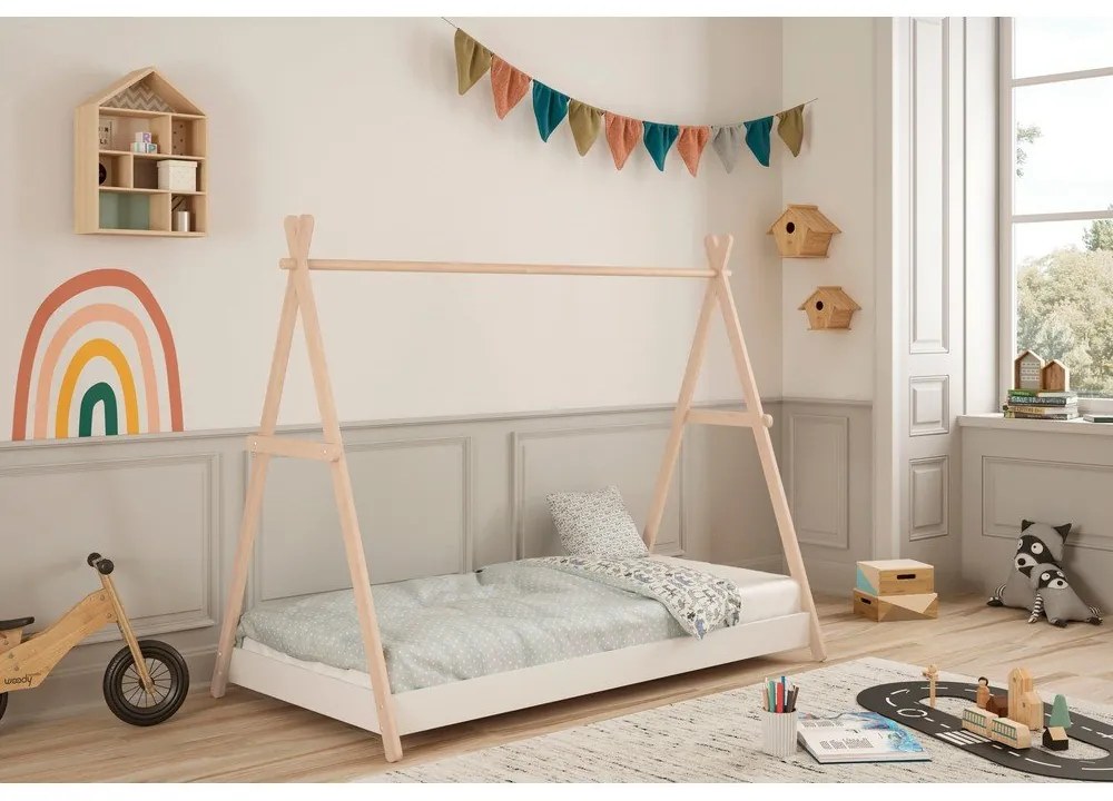 Letto per bambini in legno di pino bianco/naturale 90x200 cm Trufa - Marckeric