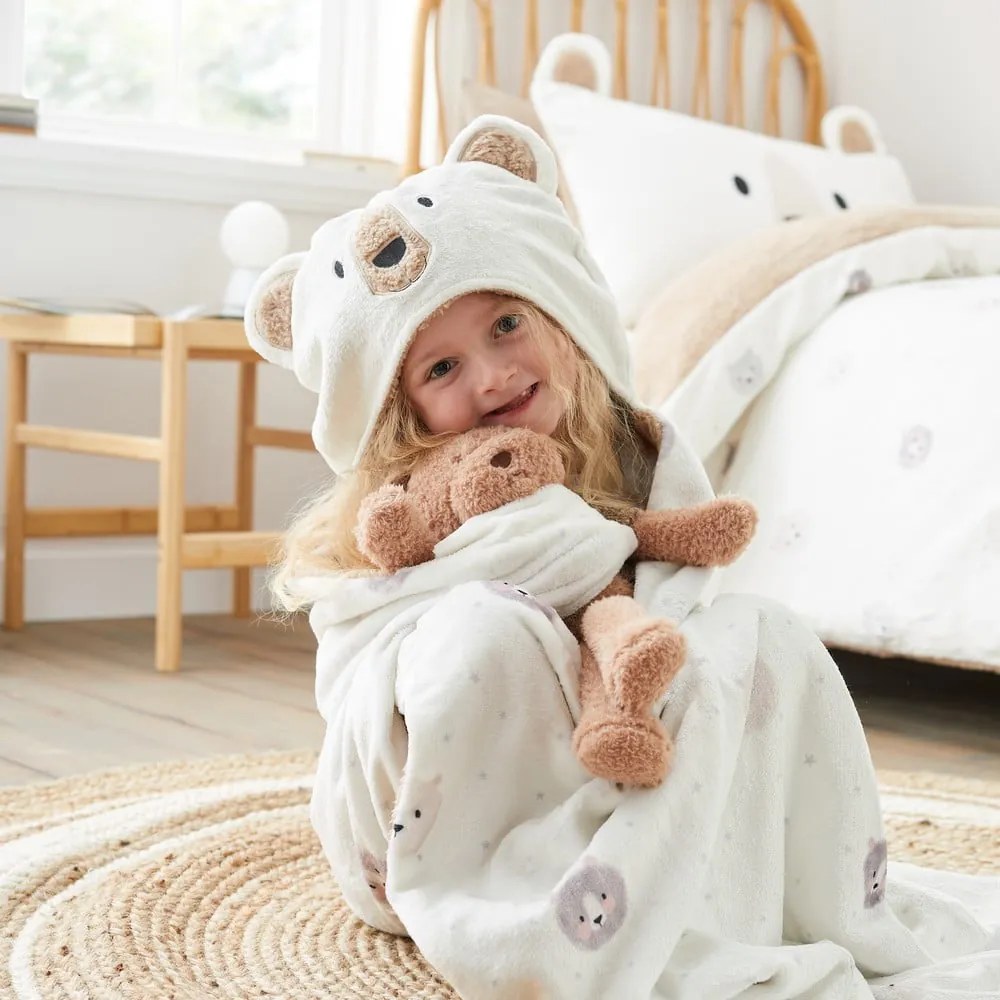 Coperta da bambini con cappuccio marrone e color crema in micropile 90x125 cm Cosy Bear – Catherine Lansfield