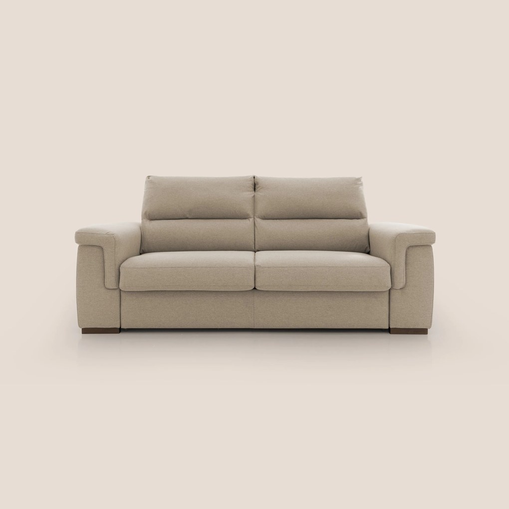 Magnolia divano letto con materasso alto 18 cm morbido schienale alto in tessuto smacchiabile T05 beige