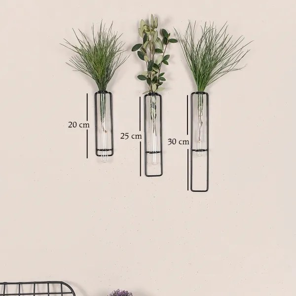 SET 3x Decorazione murale per fiori 20/25/30 cm nero