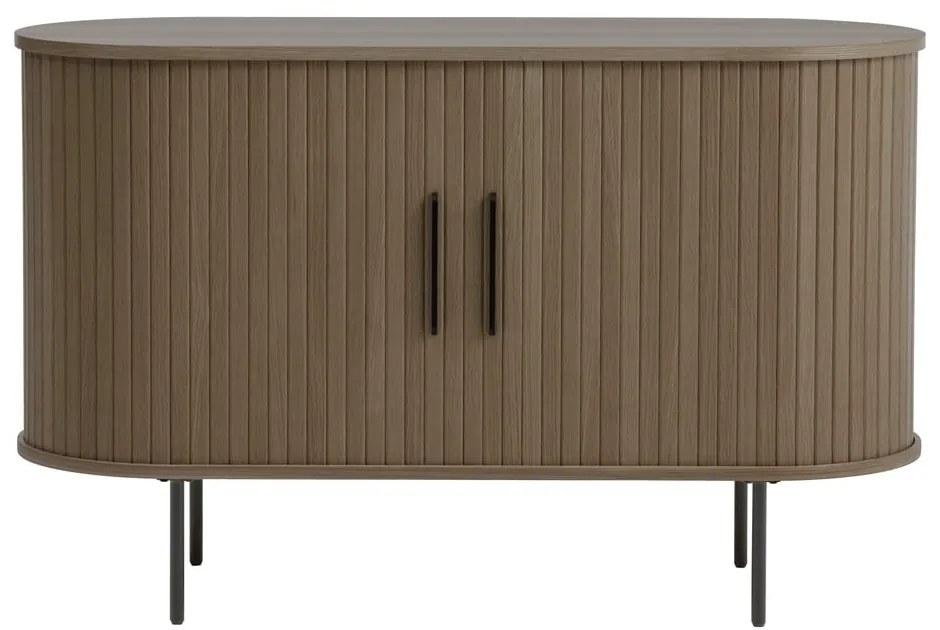 Cassettiera marrone con effetto rovere con ante scorrevoli 120x76x45 cm Nola – Unique Furniture