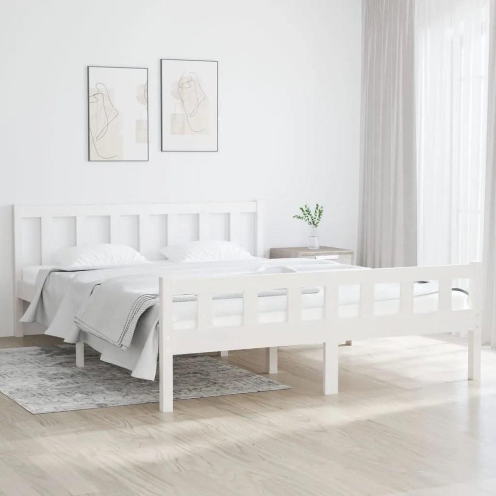 Giroletto bianco in legno massello 150x200 cm 5ft king size