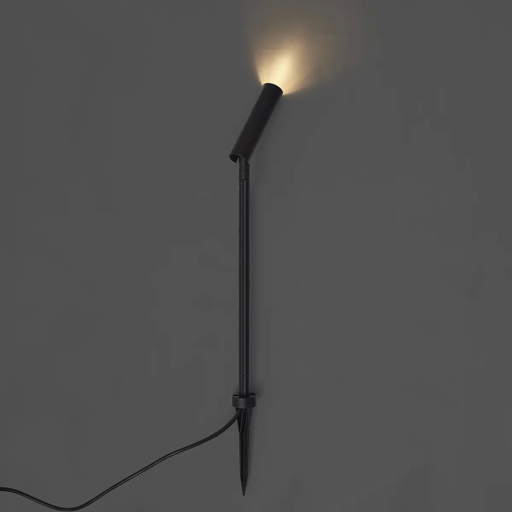 Faretto da giardino moderno 12V nero 10cm incl. LED IP65 - Voltaire Lino