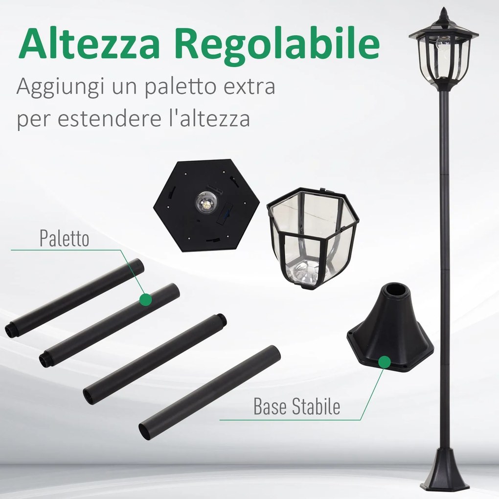Lampione da Giardino LED a Energia Solare H177 cm Vincent...