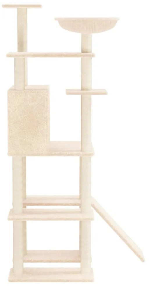 Albero per gatti con tiragraffi in sisal crema 166 cm