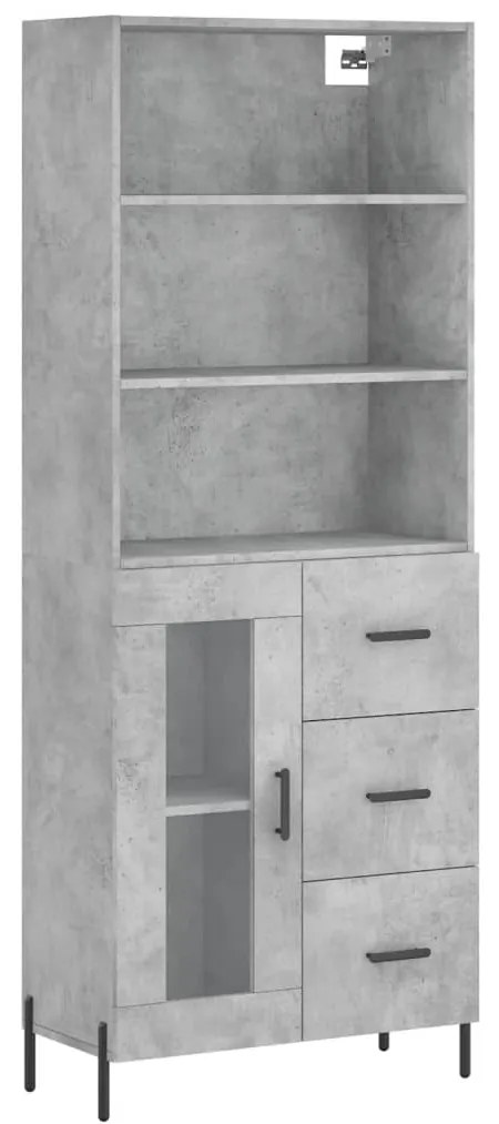 Credenza Grigio Cemento 69,5x34x180 cm in Legno Multistrato