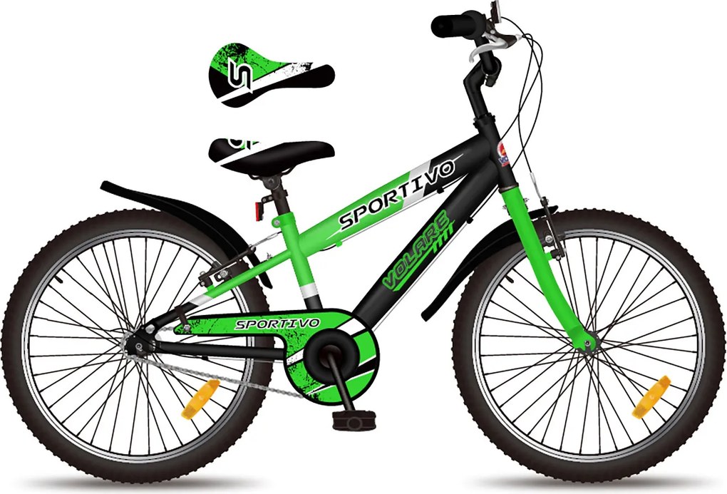 Bicicletta per Bambini 20" Stabilizzatori Freni Vbrake e Cavalletto Verde...