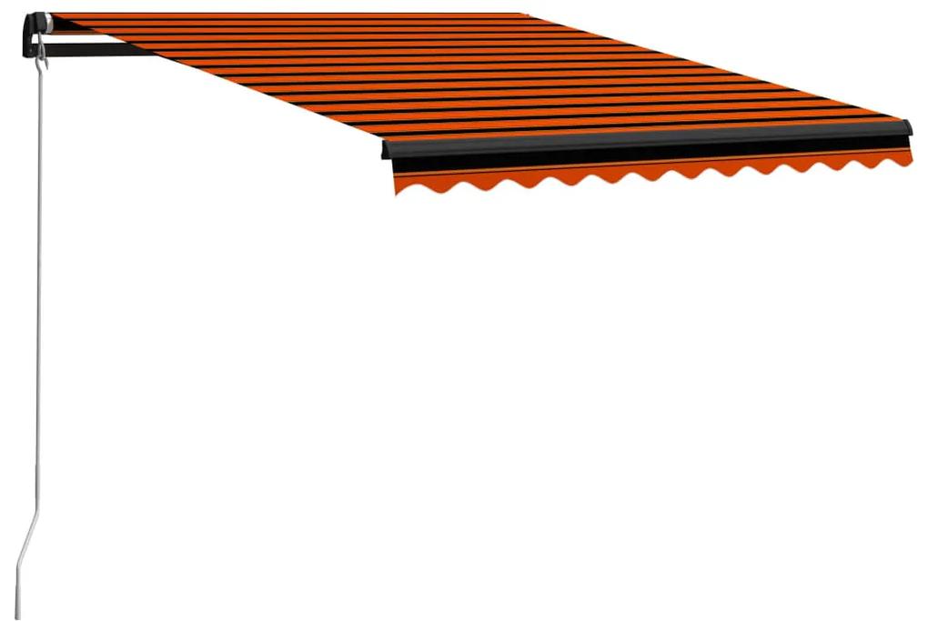 Tenda Retrattile Manuale con LED 300x250cm Arancione e Marrone
