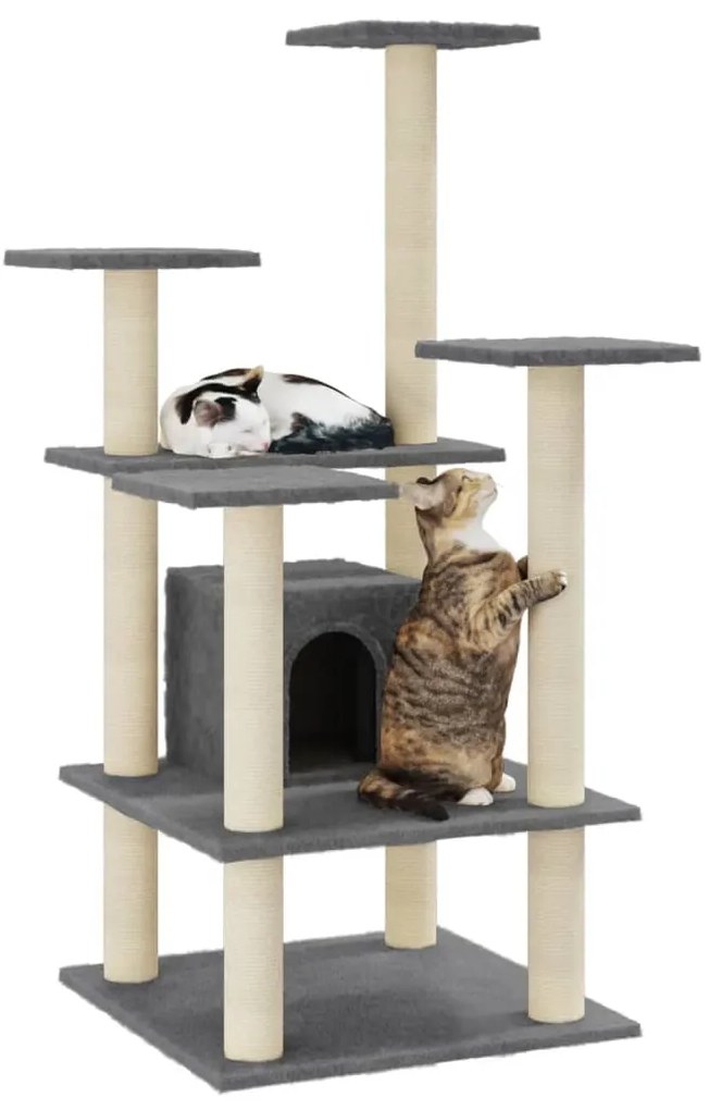 Albero per gatti con tiragraffi in sisal grigio scuro 110 cm