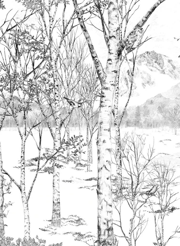 Isidore Leroy Carta da parati panoramica Nunavut Grisaille - Panel A
