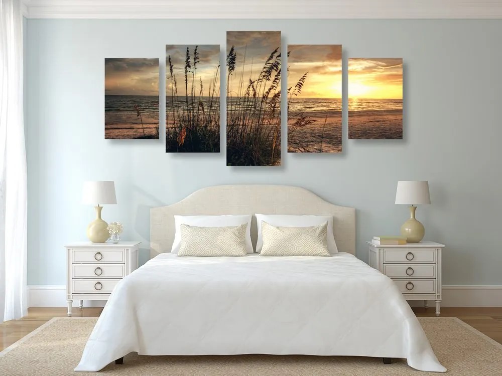 Quadri 5 pezzi – Tramonto sulla spiaggia