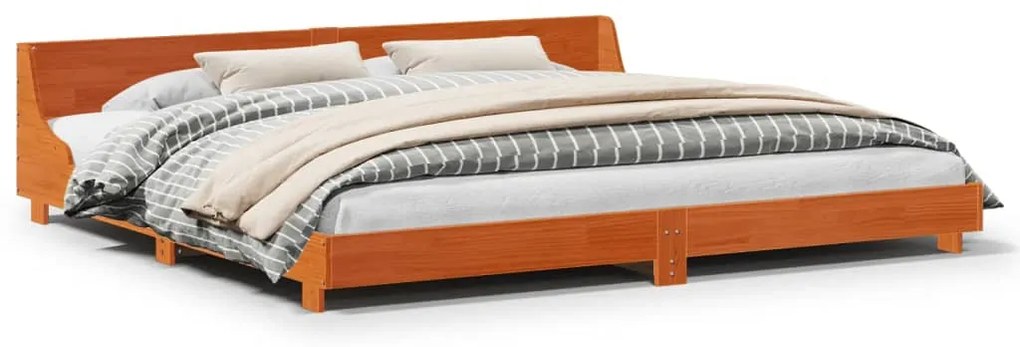 Letto Senza Materasso Marrone Cera 180x200 Cm İn Legno Di Pino /