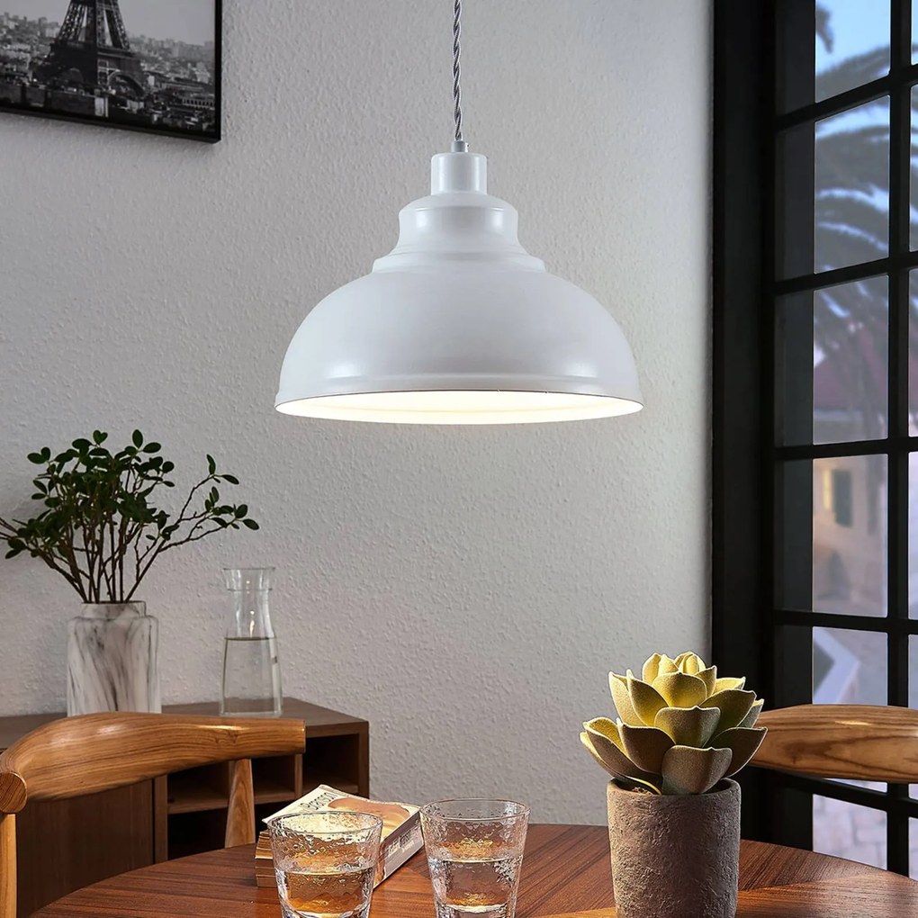 Lampada a sospensione Lindby Albertine, 29 cm, bianco, metallo