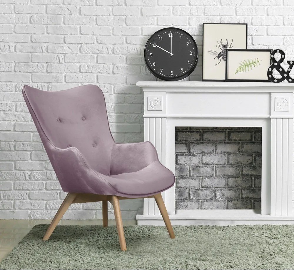 Poltrona lavanda con rivestimento in velluto Niko – Ropez
