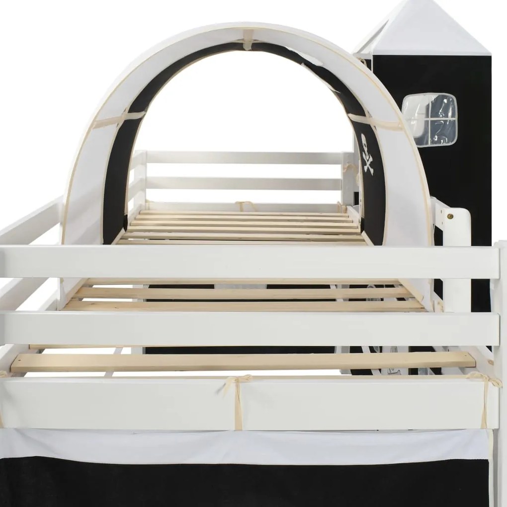 Letto a castello per bambini scivolo e scala in pino 97x208cm