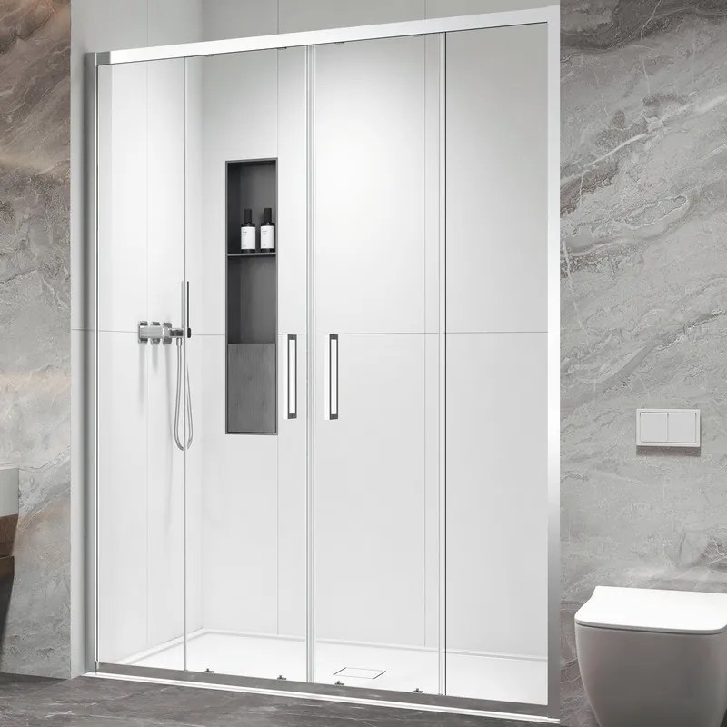 Porta doccia doppio scorrevole 170cm altezza 200cm finitura cromo | KZ6000 - KAMALU