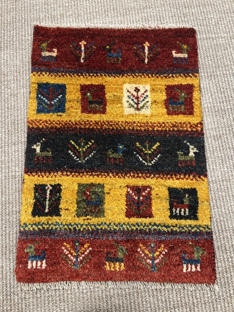 Gabbeh Tappeto persiano 40x60 Rosso (Iran) Annodato A Mano