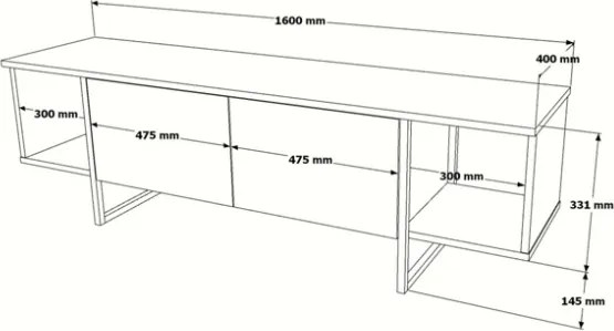 Mobile TV Da Terra 160 Cm Stile Industrial Con Ante A Ribalta Icaro Rovere