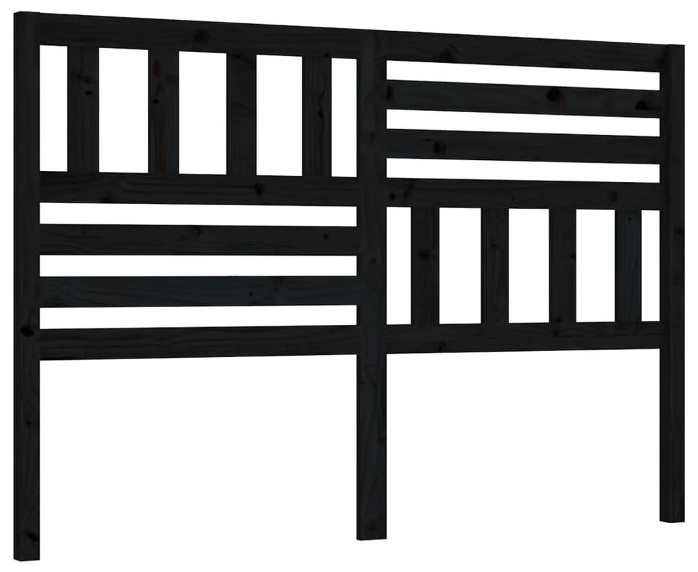 Testiera per letto nera 141x4x100 cm in legno massello di pino